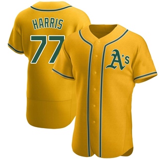 Authentic Brett Harris Men's Oakland Athletics Alternate Jersey - Gold