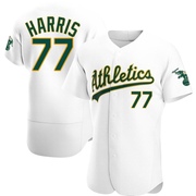 Authentic Brett Harris Men's Oakland Athletics Home Jersey - White