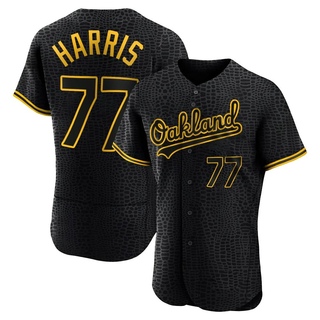 Authentic Brett Harris Men's Oakland Athletics Snake Skin City Jersey - Black