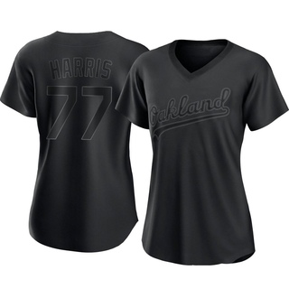 Authentic Brett Harris Women's Oakland Athletics Pitch Fashion Jersey - Black