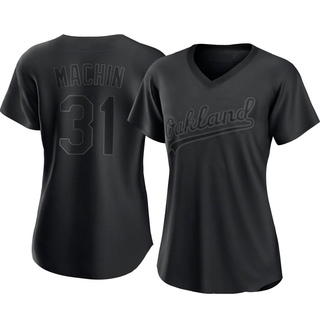 Authentic Vimael Machin Women's Oakland Athletics Pitch Fashion Jersey - Black