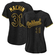 Authentic Vimael Machin Women's Oakland Athletics Snake Skin City Jersey - Black