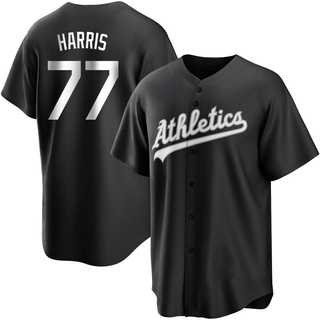 Replica Brett Harris Men's Oakland Athletics Jersey - Black/White