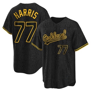 Replica Brett Harris Men's Oakland Athletics Snake Skin City Jersey - Black