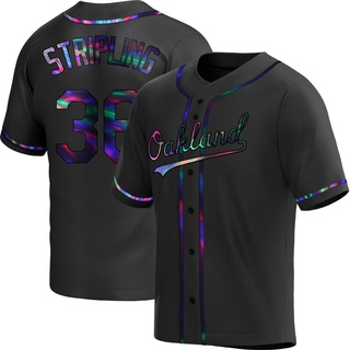 Replica Ross Stripling Men's Oakland Athletics Alternate Jersey - Black Holographic