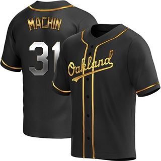 Replica Vimael Machin Men's Oakland Athletics Alternate Jersey - Black Golden