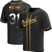 Replica Vimael Machin Youth Oakland Athletics Alternate Jersey - Black Golden